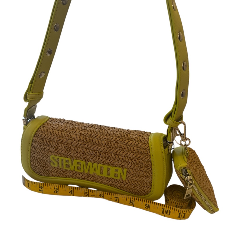 Steve Madden Green and Brown Shoulder Bag with Woven Design